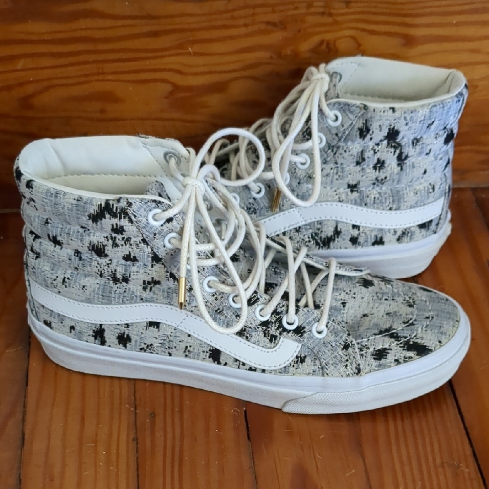 Vans Sk8 Hi Slim (Italian Weave) w/ Gold Accents (W Size 6, M Size 4.5)